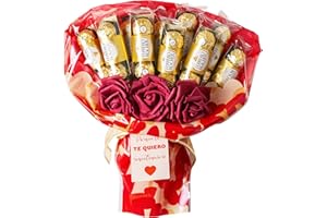 ONZA DULCE Y SALADO SWEET & SALTED Onza Ramo de Chocolates para regalar. Bombones premium de Ferrero Rocher (30uds). Incluye Rosas decorativas para Regalo de San Valentín Original, Regalos Pareja.