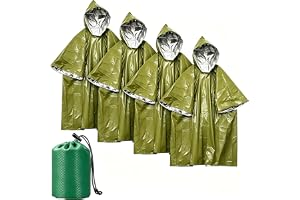 Deecam Akut Survival-poncho, 4 stycken, nödfallsregnponcho, räddningsfilt, bivacksäck, nödsovsäck och värmefilt, isolerande och vattentät, för camping, vandring och nödsituationer