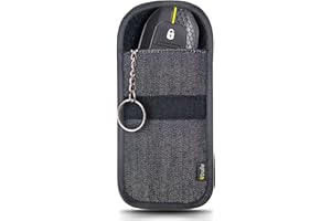 EXOSFER - Etui Anti RFID, Anti Ondes pour Clé de Voiture - Pochette Cage de Faraday - Blocage Signal, Anti Piratage, Antivol Auto, Protection Carte Bancaire NFC - Tissu Jeans (1 pochette Small)
