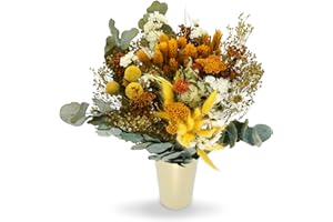 BEKABA Bouquet de Flores Secas y Naturales en Tonalidades Variadas, Regalo Ideal Hecho a Mano, 50x35 (Amarillo)