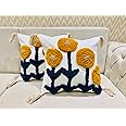 Furnistitchs Premium Decorative Throw Cushion Pillow Cover Boho Home Decor - Living Room Bedroom Couch Sofa Cushion Covers 16 inch x 16 inch (Cream Polka, 2)