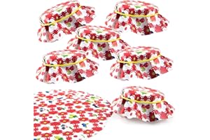 Logbuch-Verlag - 25 copri vasetti per marmellata in carta, centrino per barattoli rotondo con 14,8 cm di diametro, colore rosso e bianco con barattoli disegnati