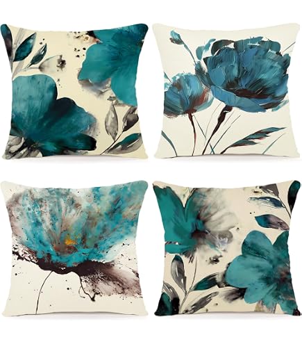 ABAKUHAUS Floreale Federe Cuscini Set di 2, Dry Lotus Flower