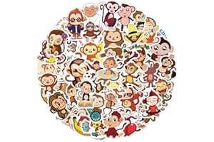 AFFOTO Animal Monkeys Aufkleber für Laptop (50 PCS),Geschenk für Kinder Jugendliche Erwachsene Jungen,Affen Stickers Wasserdicht Vinyl Aufkleber für Scrapbook,Skateboard,Auto,Gepäck