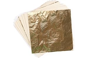 LIFEANT Fogli di Foglia Oro,100 Fogli Oro Commestibile, Oro Alimentare Scaglie di Foglia d'oro Raffinata Perfette, per Doratura, Progetti di Artigianato, Mobili, Decorazioni per la Casa,14cm x 14cm