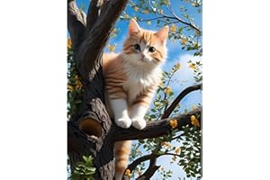 MAXBYE DIY Arbres Peinture Diamant Adulte, Chat 5D Diamond Painting Enfant Diamant Kits de Broderie au Point de Croix Diamant Strass Point de Croix Painting pour Murale Décoration 30x40cm