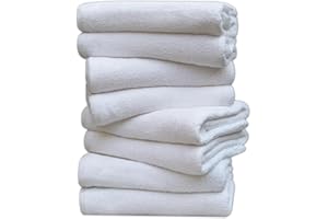 QUICK CLEANING SUPPLIES Darling -100% Cotton Absorbent & Soft Muslins Baby Terry Towelling Bath Towel, Pack of 12, 60x60 cm, 250 GSM