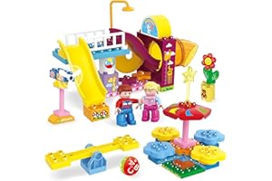 COLORBABY 49195-Gioco da Costruzione, 50 Pezzi, scivoli, altalene e Personaggi Inclusi, Multicolore, 49195