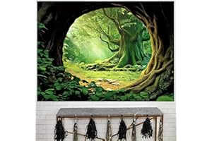 FENDROM Tree Cave Tapestry Misty Forest Fairy Tale tapestry Wall Hanging Natural Sunshine Through Scenery Aesthetic Jungle Living Room Bedroom Office Spring Decoration