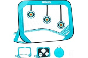CATCHLUCK Football Goal for Kids Football Net 3 In 1 Pop Up Target Goal Foldable Indoor Goals with Training Equipment and Carry Bag