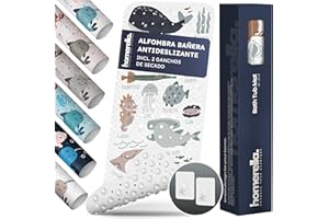 homerella® Alfombra de baño Antideslizante y Delicada con la Piel, 100x40cm, Incl. Ganchos | Esterilla de Tina sin BPA | Estera Resistente al Moho y Lavable a máquina | Alfombrilla de baño