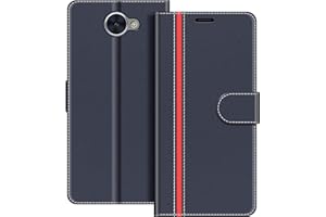 COODIO Funda Huawei Y7 2017 con Tapa, Funda Movil Huawei Y7 2017, Funda Libro Huawei Y7 2017 Carcasa Magnético Funda para Huawei Y7 2017, Azul Oscuro/Rojo