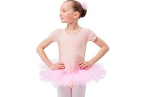 ‎TANZMUSTER tanzmuster Kinder Ballett Trikot Ballettanzug Alina mit Tutu-Röckchen - Balletttutu aus 3-lagigem Tüll. Zauberhaftes Ballettkleid für Mädchen in rosa, weiß und schwarz.