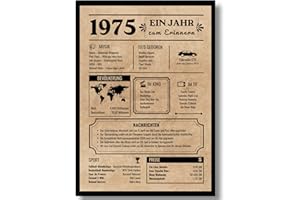 EQUIK PRODUCTS Jubiläumsposter 50 Jahre | Geburtstagskarte 1975 | Geburtstagsgeschenk für Männer und Frauen | Geburtsjahr 1975 | Vintage Poster | Dekoration und Geschenkidee | Zurück in 1975
