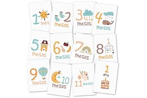 MOPEC Set de 12 tarjetones cumplemeses con dibujitos en catalán, 12 meses 15x21cm