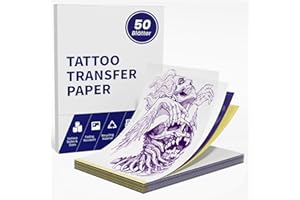 TATTMUSE Tattoo Transfer Papier, 50pcs A4 Größe, thermische Schablone Papier für Tattoo Schablone Drucker, entworfen für Tattoo-Künstler und Enthusiasten, geeignet für die meisten Tattoo-Drucker