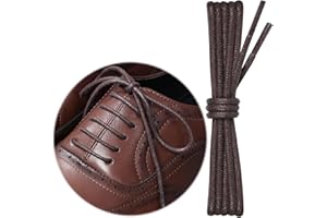 Puzeam 2 Paire Lacets Cirés Ronds Fins pour Chaussures Habillées, Lacets Renforcés et Résistants en cuir pour les Hommes