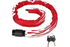HOMOTO Antivol Velo, Niveau de Sécurité élevé 100CM Cadenas de Bicyclette avec clé, Antivol Moto Cadenas Velo Antivol Chaînes antivol pour Velo Electrique, Porte, Trotinette Electrique etc. Rouge