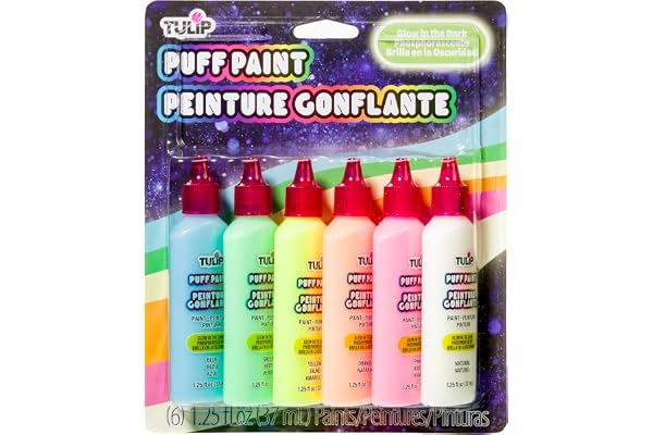 Tulip Glow Pack de 6 Flacons de Couleurs phosphorescentes pour Peinture 3D 37 ml