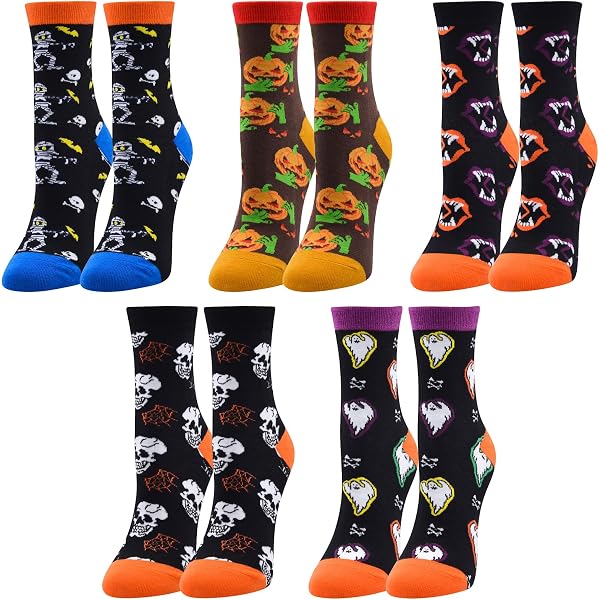 Calzini Divertenti Di Halloween: 2 Paia Magnetici Con Fantasmi E Pipistrelli - Regalo Coppia