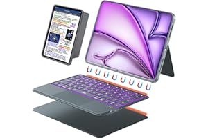 WIWU Keyboard Case for iPad Air 13 Inch 3 in 1 Magnetic Detachable Case Keyboard Adjustable Stand 7 Colours Backlit Keys with Trackpad (GREY, For Air 13"(M3/M2) Pro 12.9" 6/5/4/3)