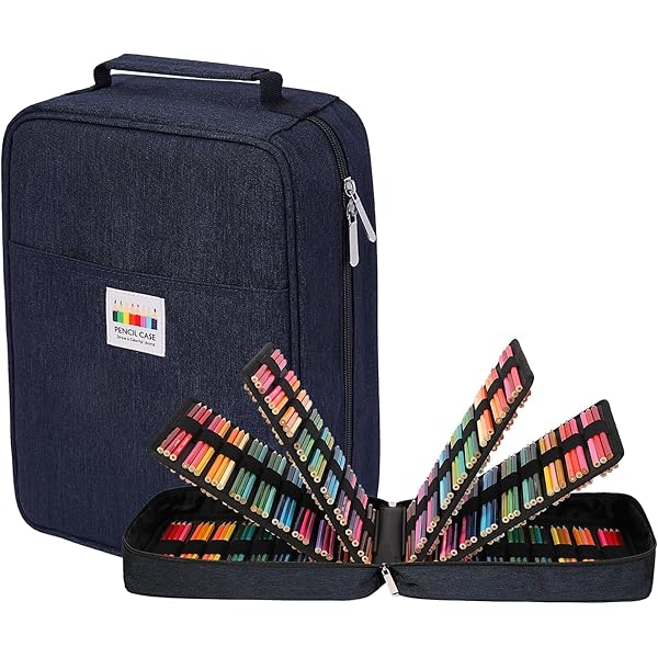 Trousse Multifonction Grande Capacité Pour Crayons - 100 Emplacements élastiques, Tissu Oxford