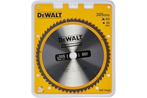 DEWALT DT1960-QZ - Hoja para sierra circular estacionaria 305x30mm, Tipo de dentado ATB, Ángulo de apriete -5º, Espesor 2mm, 60 Dientes