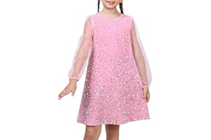 SUNNY FASHION Dziewczęca Sukienka Czarny Cekin Zwykły Siatka Długi rękaw Przyjęcie Elegancki Suknia balowa 5-12 lat