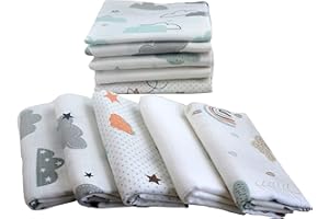 M.M.C. 10 pañales de gasa, mezcla de paños para bebés, pañales de tela de 80 x 70 cm, paños de gasa absorbentes, Öko-Tex (juego de nubes unisex)