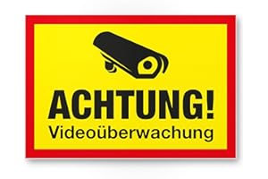 Komma Security Attenzione, segnale di videosorveglianza, dissuasione, furto, segnale di avvertenza per interni ed esterni, videosorveglianza, avvertenza, prevenzione dei furti