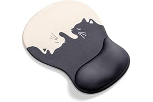 AOKSUNOVA Tappetino per mouse con poggiapolsi, motivo gatto, tappetino per mouse con cuscino in gel, tappetino per mouse ergonomico, con poggiapolsi