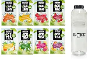 INSTICK JUST ADD WATER INSTICK bevanda istantanea senza zucchero (confezione tè freddo + borraccia Tritan 1L) 8x12 bustine – per 0,5–1 l – vegana, con vitamina C e a basso contenuto calorico