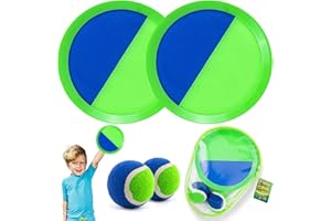 Weokeey Raquette pour Enfants, Jeu de Sport Intérieur/Extérieur avec Pagaies et Balles, Raquette de Plage Plein Air Parc Jardin Cour Jeu pour 3+ Ans Enfant Fille Garcon Adulte Famille Paques Cadeau