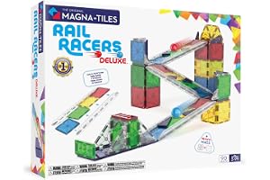 MAGNA-TILES Rail Racers Deluxe 90-Piece Magnetic Construction Set, The Original Magnetic Building Brand