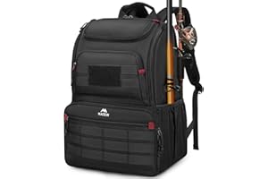MATEIN Angelrucksack mit Kühler – wasserdichte Angeltasche mit Molle-Gurte, Große militär Rucksack für Angeln, Wandern & Camping, Rutenhalter, Anti-Diebstahl-Tasche & Rostfreiem Reißverschluss