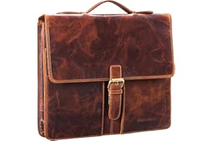 STILORD 'Aurelio' Maletín Cuero con asa para conferencias reuniones Bolso Negocios Bolso Mensajero para portátil 13,3' Bandolera auténtica Piel Vintage