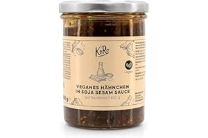‎KORO KoRo - Veganes Hähnchen in Soja Sesam Soße 400 g - Würzig-aromatisches Fertiggericht - Perfekt für die Mittagspause - 100 % vegan - Hoher Proteingehalt