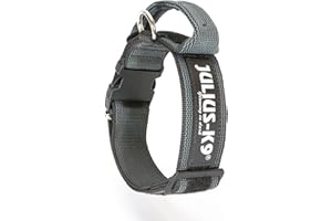 Julius-K9 Color and Gray Collar with Handle and Interchangeable Patch, 50 mm (49-70 cm), Black-Gray