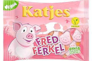 ‎KATJES Katjes Fred Ferkel Großpackung – Kultige Schaumzucker Süßigkeiten Schweinchen-Form – Leckere Veggie-Nascherei ohne tierische Gelatine – Mit Erdbeer, Kirsch- und Himbeergeschmack (1 x 500g)