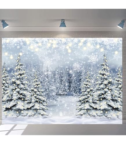 Winter-Wunderland Fotohintergrund 2,1 X 1,5 M – Kiefernwald & Sternenhimmel Für Weihnachtsfeiern