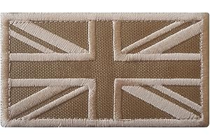 2AFTER1 Coyote Tan Great Britain UK Union Jack Flag Subdued Arid Morale Tactical Badge Army Embroidery Hook Patch