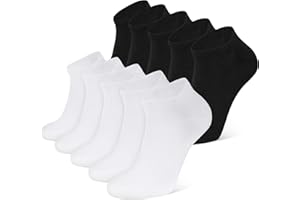 Closemate 10 Pares Calcetines Tobilleros Hombre Calcetines Cortos Mujer y Hombre Calcetines Bajos de Algodón Transpirables Verano Calcetine Deporte Blanco Negro Gris