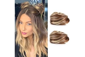 SDZNYQT 2 PC Mini Claw Fake Hair Space Bun Hair Donut Chignon Mini Claw Bun Clip in Messy Hair Bun Claw Clip in Updo Bun Extensions Wig Accessory