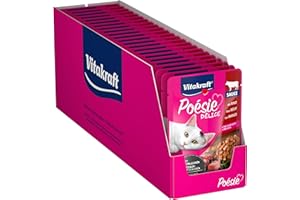Vitakraft Poésie Délice, alimento umido gatto, alimento umido gatto in salsa, con manzo, confezione scorta, senza l'aggiunta di zuccheri e cereali (23x 85g)