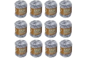 Hilo de LENTEJUELAS BRILLANTES ovillo para mezclar con lana para Tejer Crochet Ganchillo o Punto Torrijo LOLA 25g, | 12 Unidades, Color 2324 GRIS