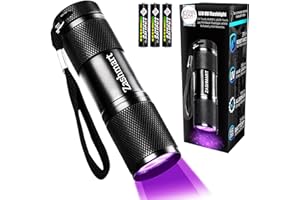 ZASHMART UV Torch Light for Pet Urine Detection | 87MM L 9LED UV Light | 395 NM Led Torch | Torch for Money, Documents, Germs, Invisible Insects Detector on Floor, (3AAA Batteries Included).