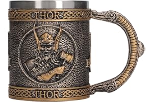 KUULEYN Taza De Calavera Vikinga De Acero Inoxidable, Taza Vikinga, Cerveza Stein Tankard, Taza Con Revestimiento De Acero Inoxidable, Pintada A Mano, Decorativa, Retro, Medieval, De Resina, Taza De Cerveza,