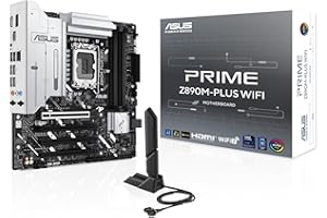 ASUS Intel PRIME Z890M-PLUS WIFI, Scheda Madre Intel mATX, 10+1+2+1 Fasi di Alimentazione, PCIe 5.0, GPU di Nuova generazione, Porta USB-C 20Gbps, 3 Slot M.2, Wi-Fi 7, Q-Antenna