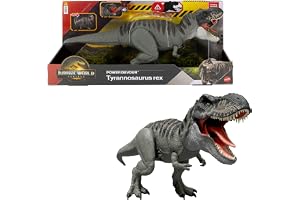 Mattel Jurassic World Rebirth Power Devour T. rex-figur | T-Rex dinosauriefigur med tungaktiverat konstant bitande, ljus och ljud, digital lek via skanningsbar app, JGB50