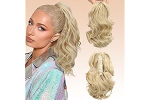 Webshaiy Short Ponytail Extension Pferdeschwanz Verlängerung 30cm Kurz Klaue Clip in Pferdeschwanz Haarverlängerungen Lockig Wellig Haarverlängerungen Synthetisches Haarteil für Frauen Dirty Blonde
